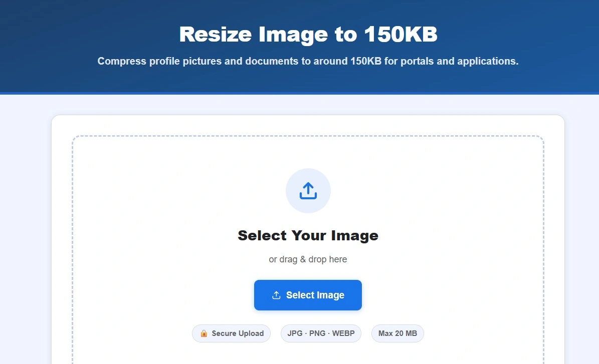 Resize Image to 150 KB Online Free | Reduce File Size